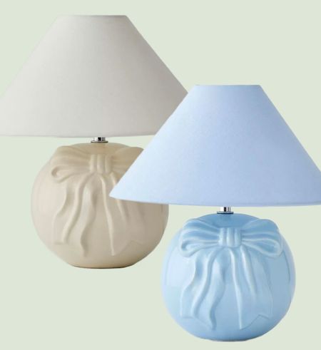 Blue and white ceramic bow lamps from Urban outfitters. 

#LTKhome