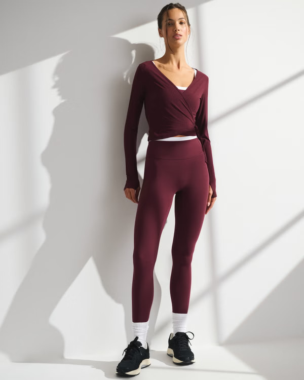 YPB Long-Sleeve Mesh Wrap Top | Abercrombie & Fitch (US)