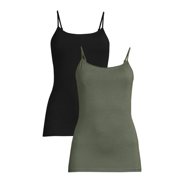 No Boundaries Juniors' Shelf Bra Cami with Adjustable Straps, 2 Pack | Walmart (US)