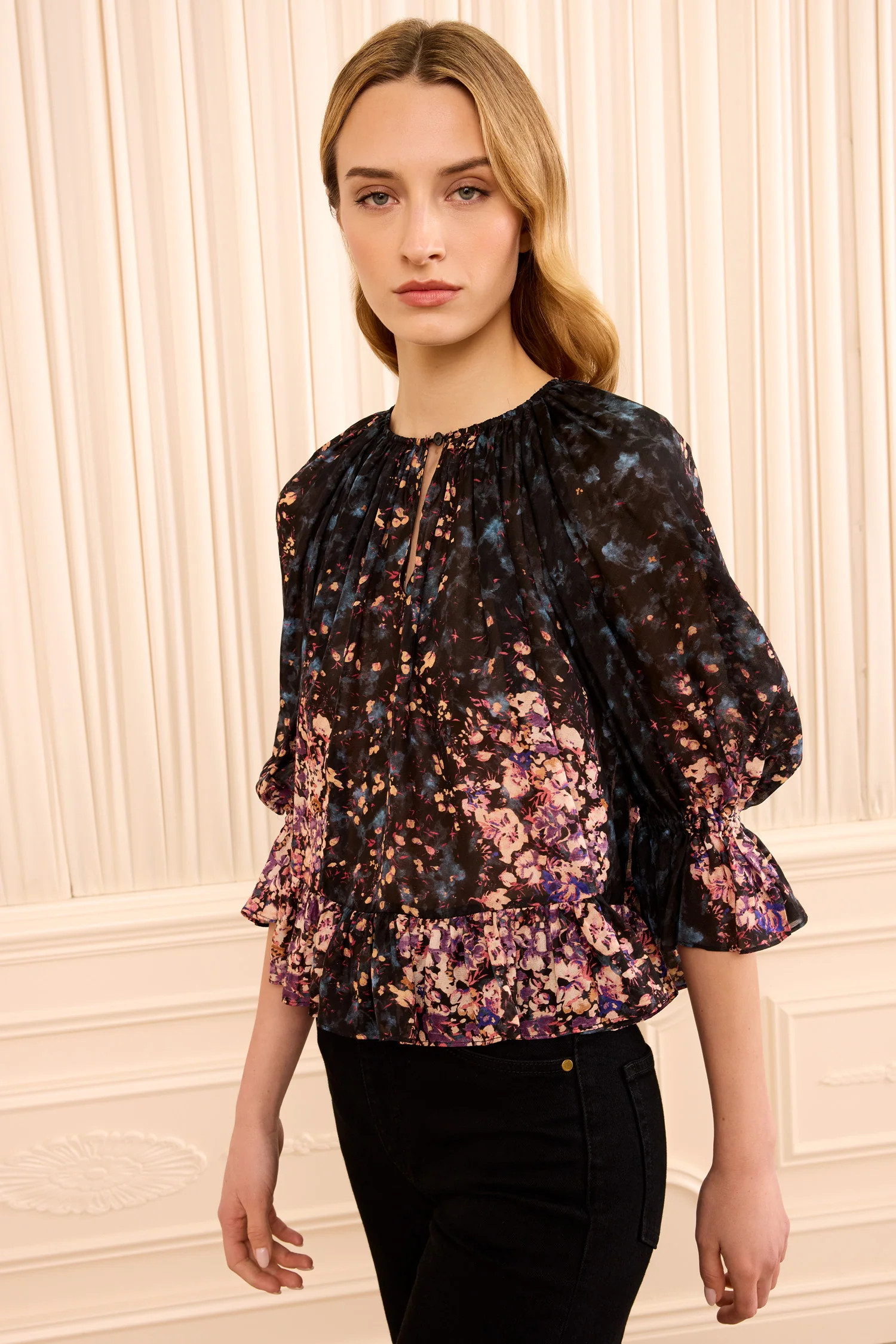 Elise Short Sleeve Silk Blouse - Eclipse | Ulla Johnson