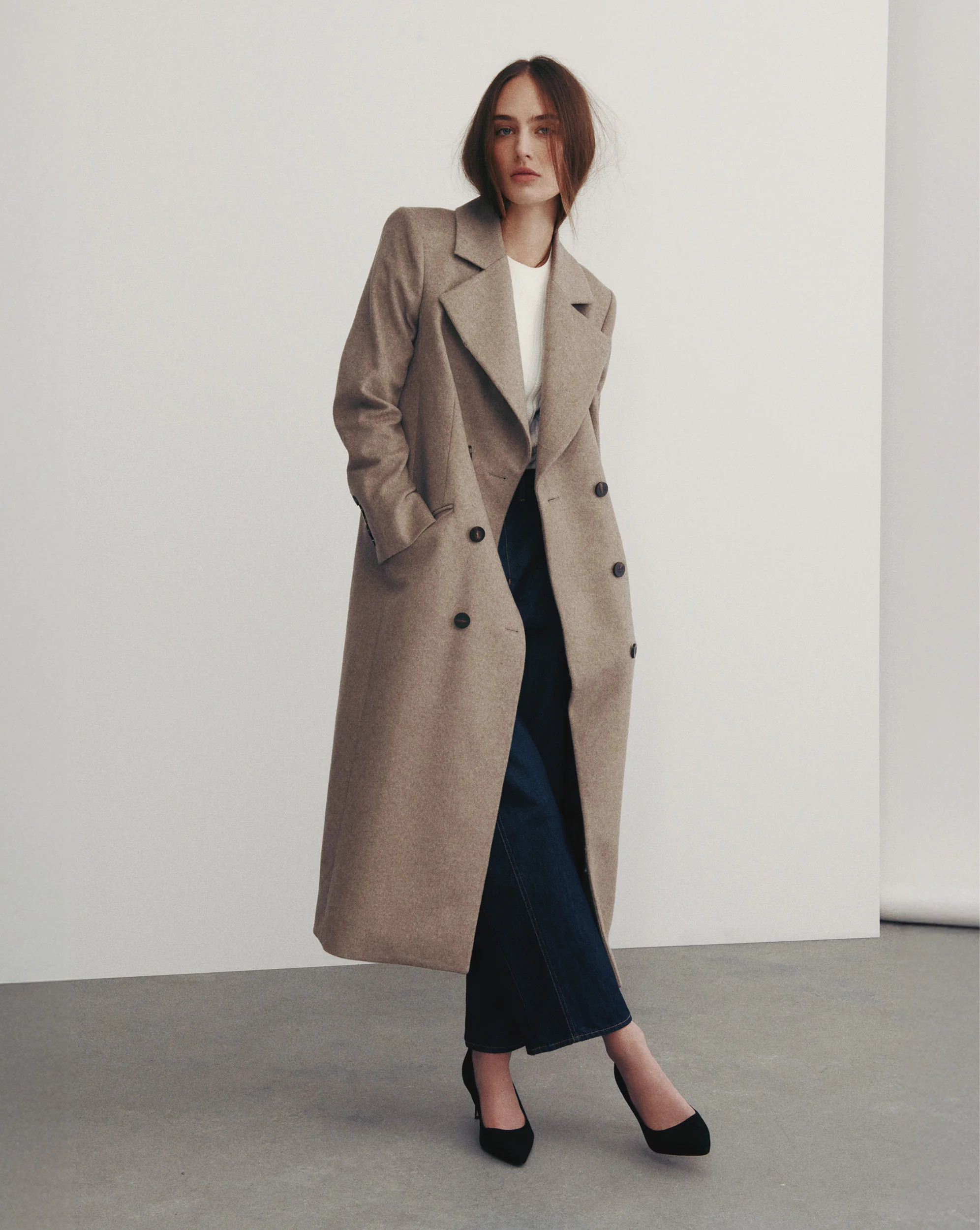 Veronica Beard Seth Wool-Cashmere Dickey Coat Taupe Melange | Veronica Beard