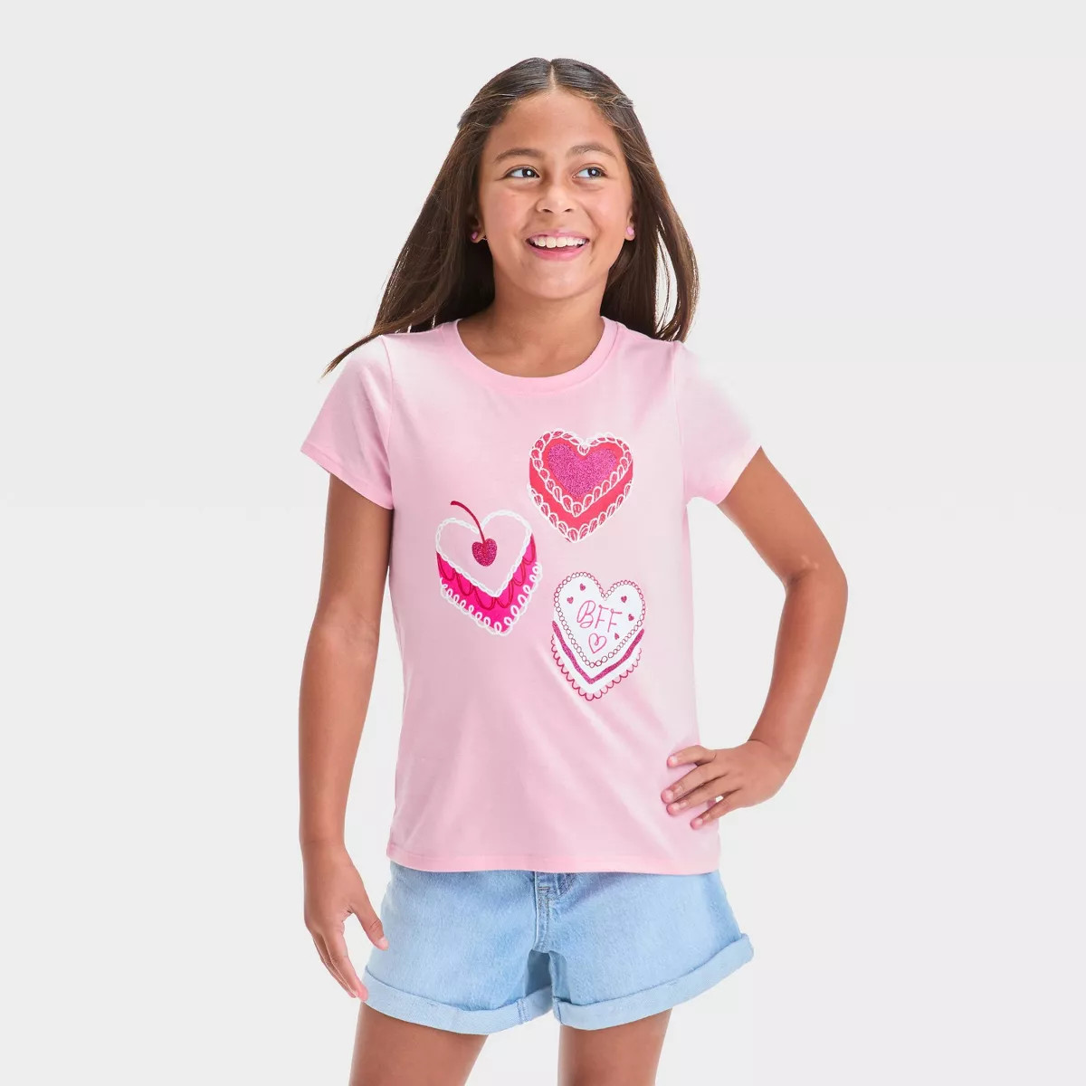 Girls' Short Sleeve Valentine's Day 'Sweet Treats' Graphic T-Shirt - Cat & Jack™ Pink XXL Plus | Target