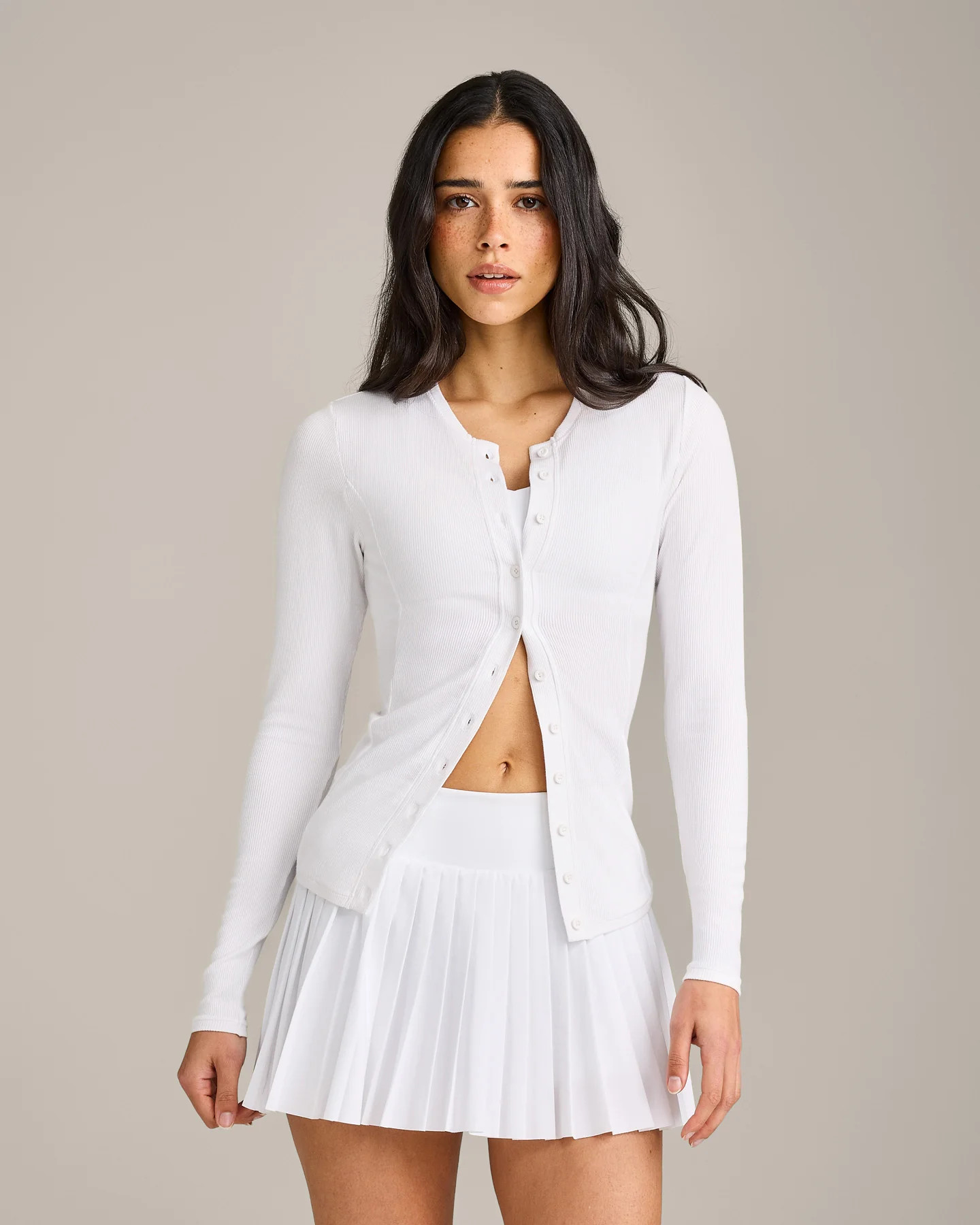 Mellow™ Rib Long Sleeve Cardigan 
 White | Oner Active (UK / US)