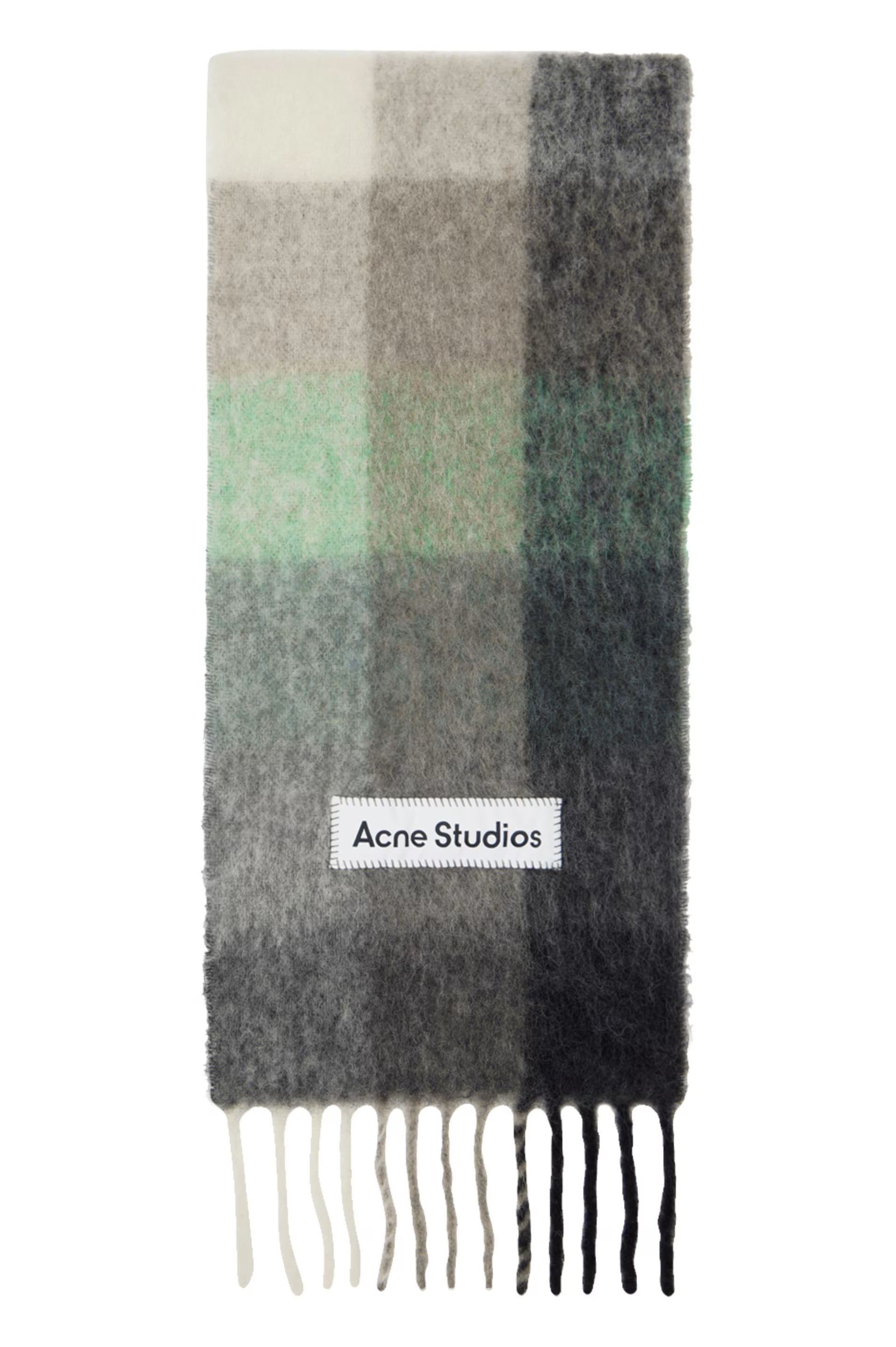 Acne Studios - Green & Gray Check Scarf | SSENSE