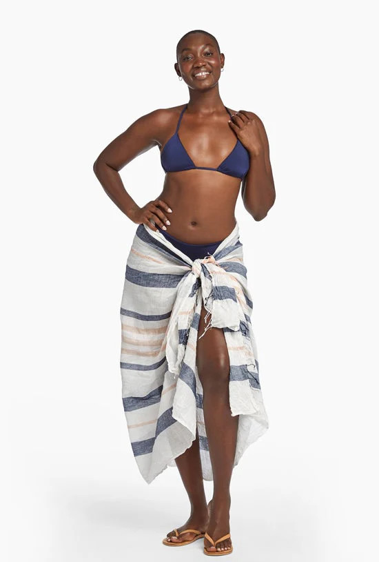 Aluna Organic Beach Wrap - Midnight Stripe | Vitamin A Swim