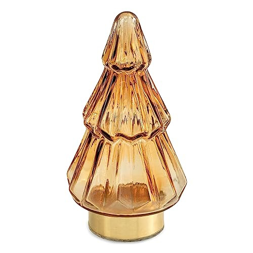 IHI EST. 1986 India Handicrafts 71306 Amber Embossed Christmas Tree with Golden Ring 12 x 5 Inch Glass Holiday Decorative Figurine | Amazon (US)