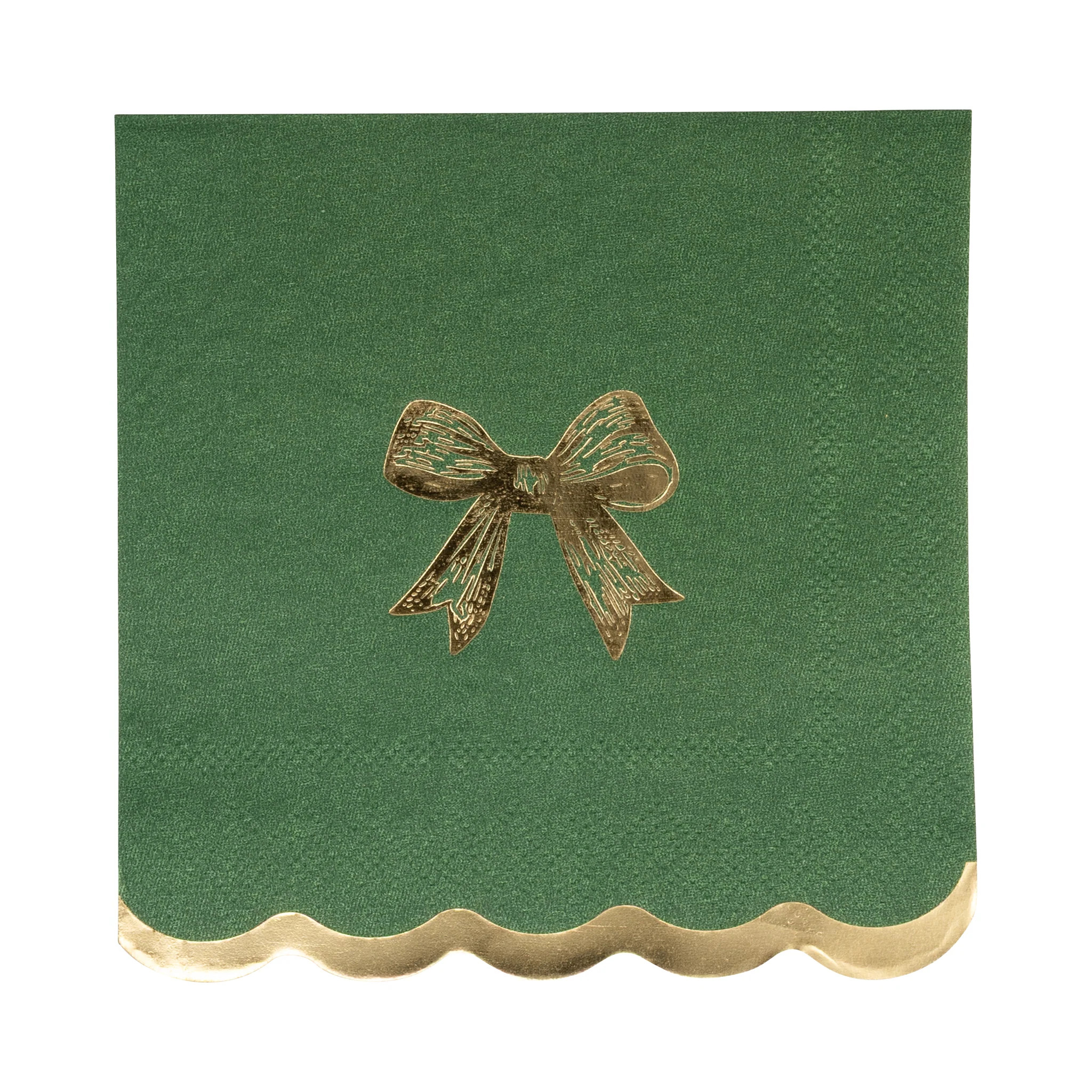 Gold/Green Bow Cocktail Napkin | My Mind's Eye