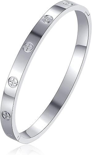 Love Bracelet Cuff 18k Gold Plated Stainless Steel Love Bracelet For Women Novelty And Mother Dau... | Amazon (US)