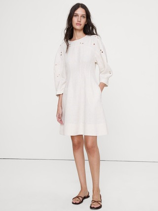 Eyelet Linen Mini Dress | Banana Republic (US)