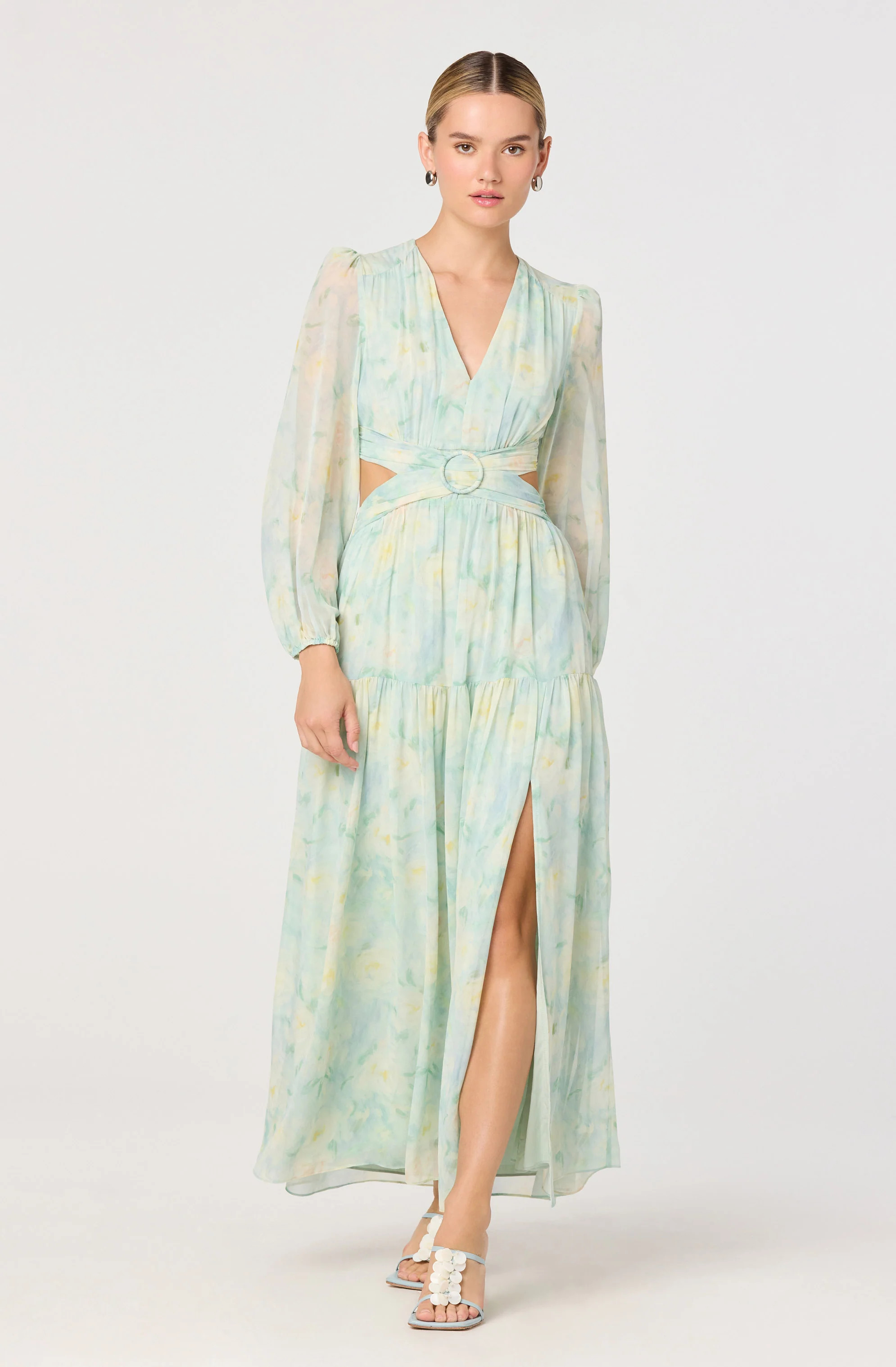 Klarissa Floral Cutout Maxi Dress - Seafoam floral / XS | ASTR The Label (US)