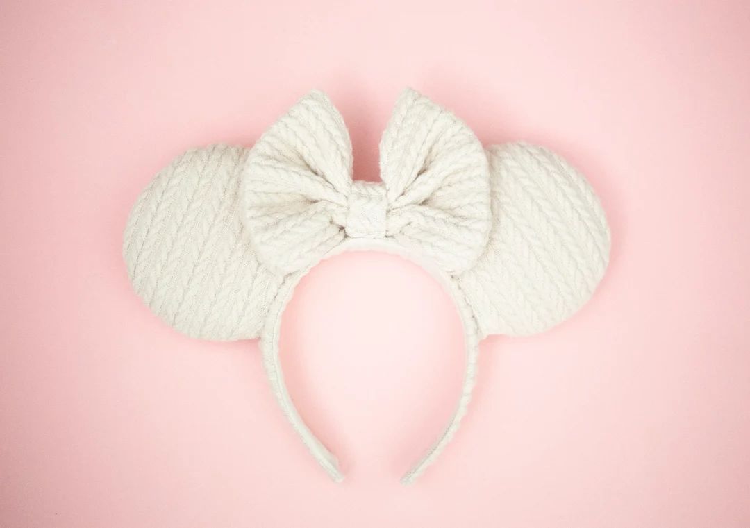 Latte Sweater Weather Ears Cream Knit Fall Mickey Ears - Etsy | Etsy (US)