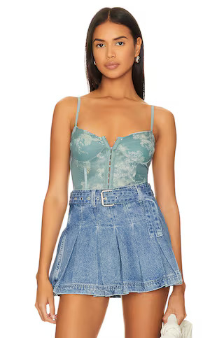 Free People x Intimately FP Night Rhythm Corset Bodysuit In Sage Combo from Revolve.com | Revolve Clothing (Global)