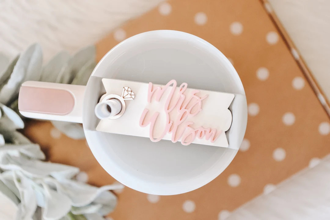 Mrs Tumbler Name Plate Personalized, Bridal Tumbler Name Tags, Personalized Quencher Tumbler Topp... | Etsy (US)