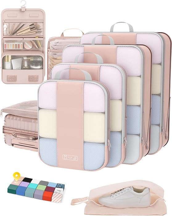 OlarHike 8 Set Compression Packing Cubes for Travel Gifts Mom Women,Airplane/Cruise/Car Travel Es... | Amazon (US)