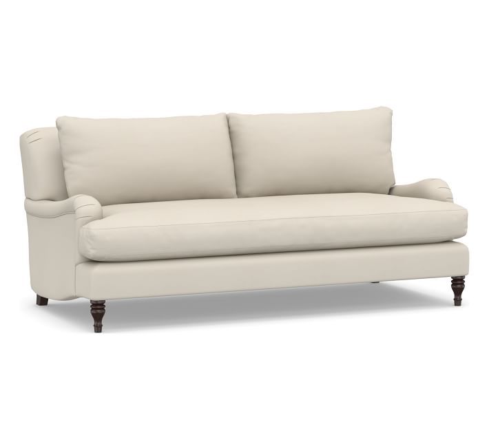 Carlisle Upholstered Sofa 82" with Bench Cushion, Down Blend Wrapped Cushions, Twill Cream | Pottery Barn (US)