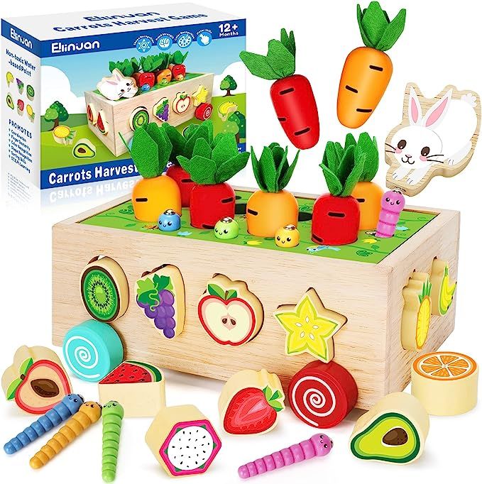 Amazon.com: Wooden Montessori Toys for 1 2 3 Year Old Baby Girls Boys, Wood Shape Sorter Toys Gif... | Amazon (US)