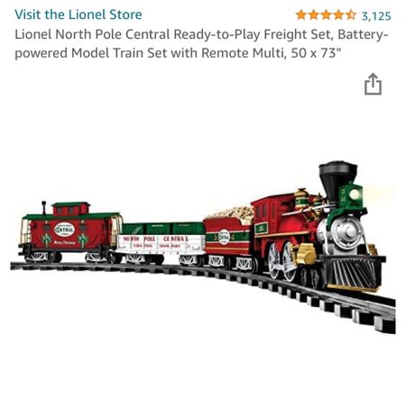 The Christmas train set we ordered to go around our Christmas tree this year! It is battery operated, remote controlled make bells and whistles and is perfectly sized to go right on the outside of our tree skirt. We are so excited to make this a Holiday tradition to set up together as a family. 
.
Holiday decoration, Christmas tree decor, toy train, gift guide, gift idea

#LTKSeasonal #LTKHoliday #LTKunder100
