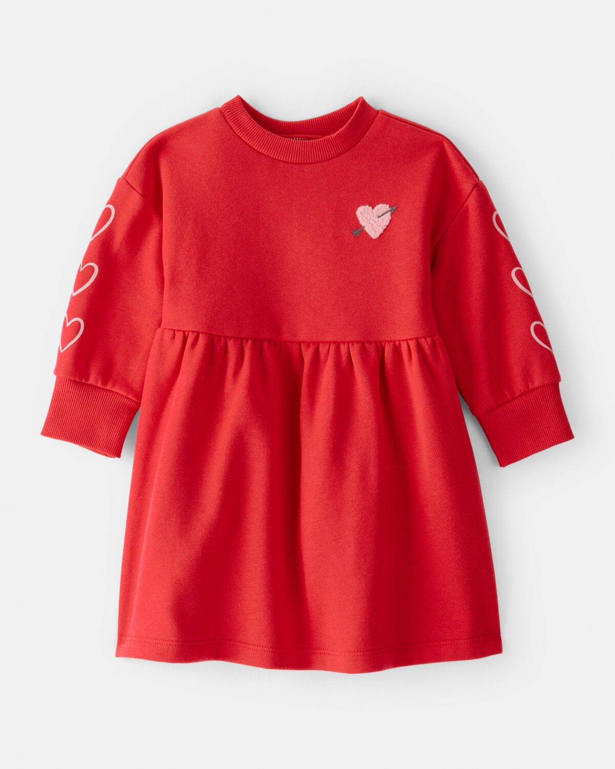Baby Girl DayDream Fleece Heart Long-Sleeve Dress - Red | Carter's Inc