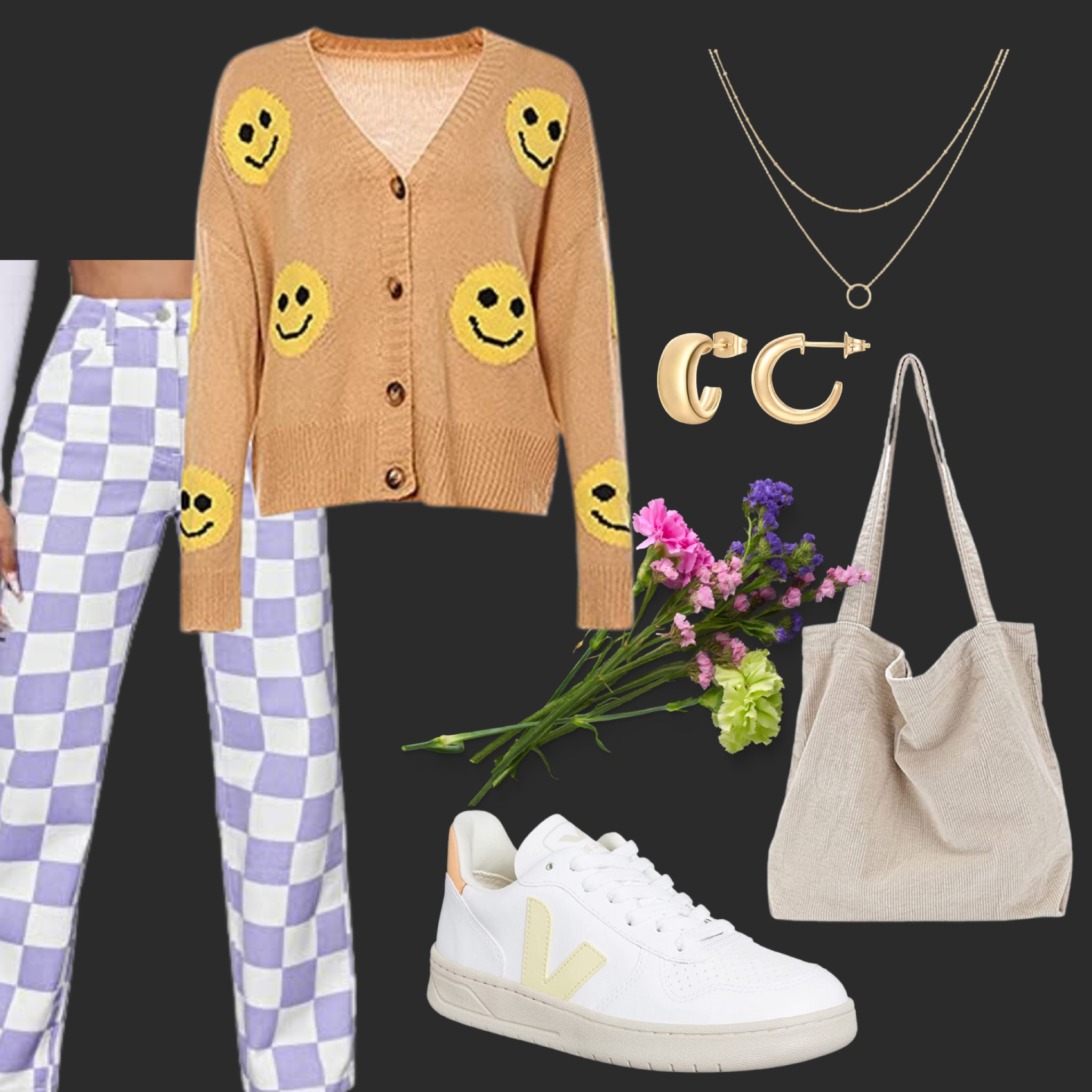 Smiley cardigan
Checkered pants
Veja sneakers 
Tote bag
Gold jewelry 

⚡️everything linked!

cool mom outfit, cool mom fit, mom fit, easy ootd, easy outfit ideas , teacher fit, teacher outfit, funky outfit, fun outfit

#fashionstyle #fashion #fashionblogger #fashionista #style #ootd #instafashion #fashionable #fashiondesigner #outfitoftheday #outfit #onlineshopping #fashiongram #fashionphotography #streetstyle #shopping #photooftheday #styleblogger #dress #lifestyle #stylish #celebstyle #stylist #virtualstylist #styleblogger

#LTKBeautySale #LTKfit #LTKunder50
