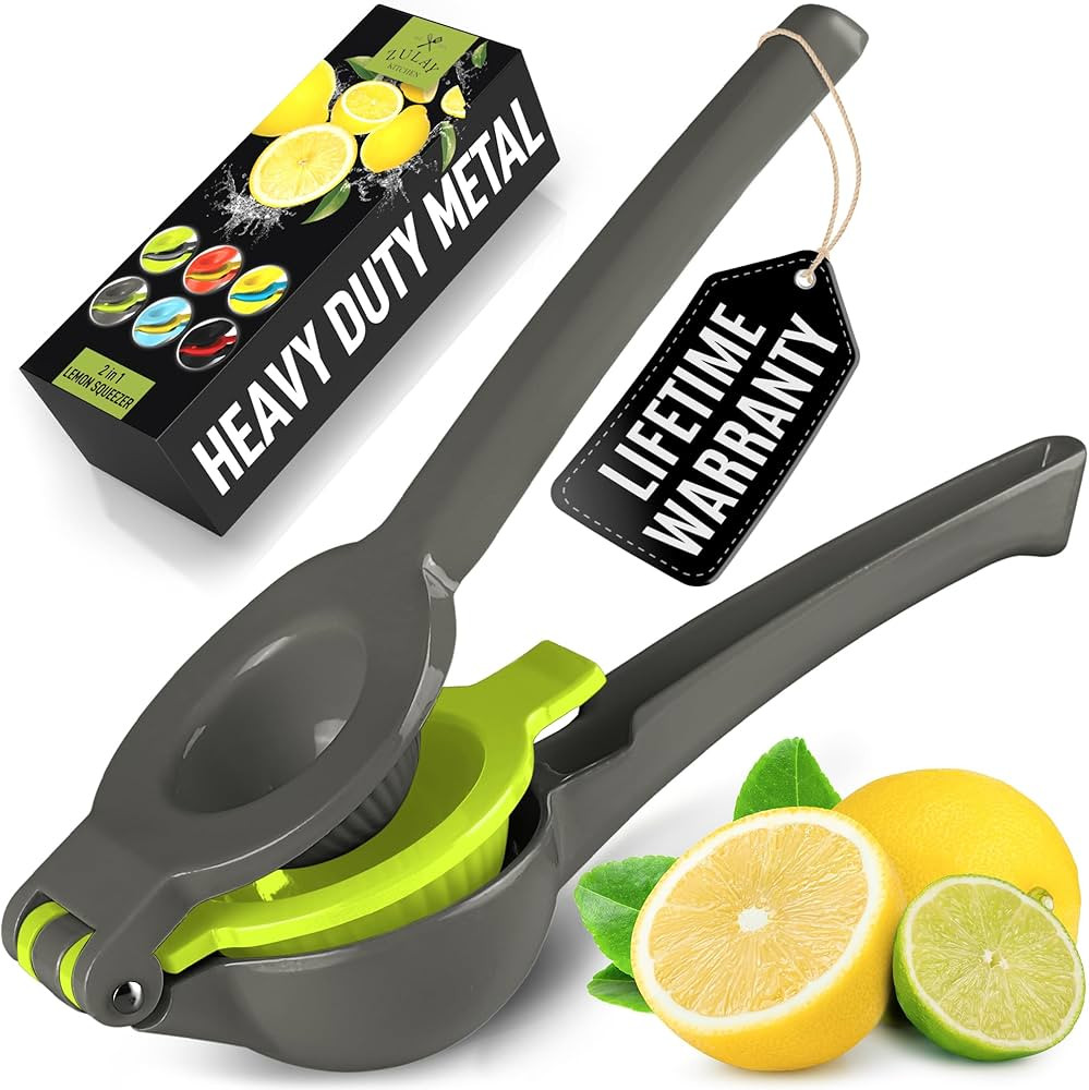 Zulay Metal 2-In-1 Lemon Squeezer Manual - Sturdy, Max Extraction Hand Juicer Lemon Squeezer Gets... | Amazon (US)