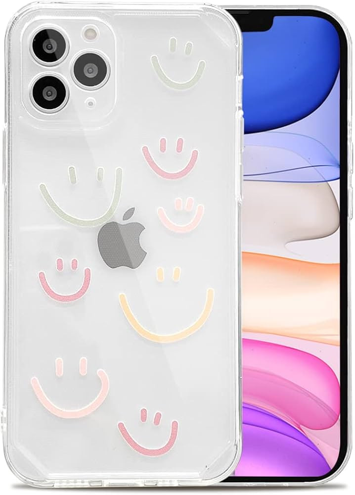 JMINNI Compatible with iPhone 11 Pro Max Clear Case, Colorful Smiley Smile Face Cute Painted Desi... | Amazon (CA)