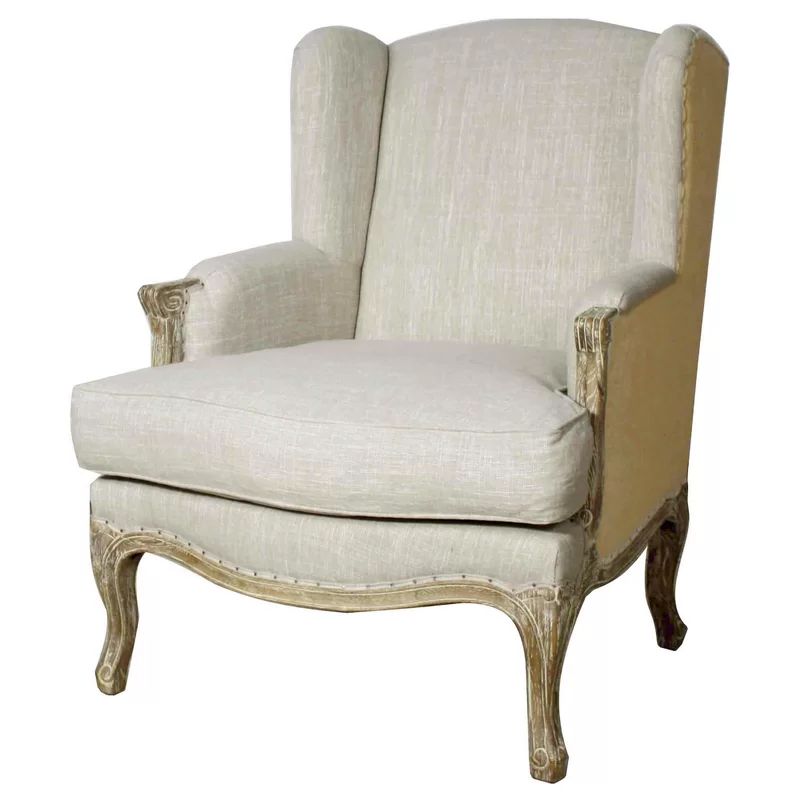 Rotan 32" W Cotton Blend Down Cushion Wingback Chair | Wayfair North America