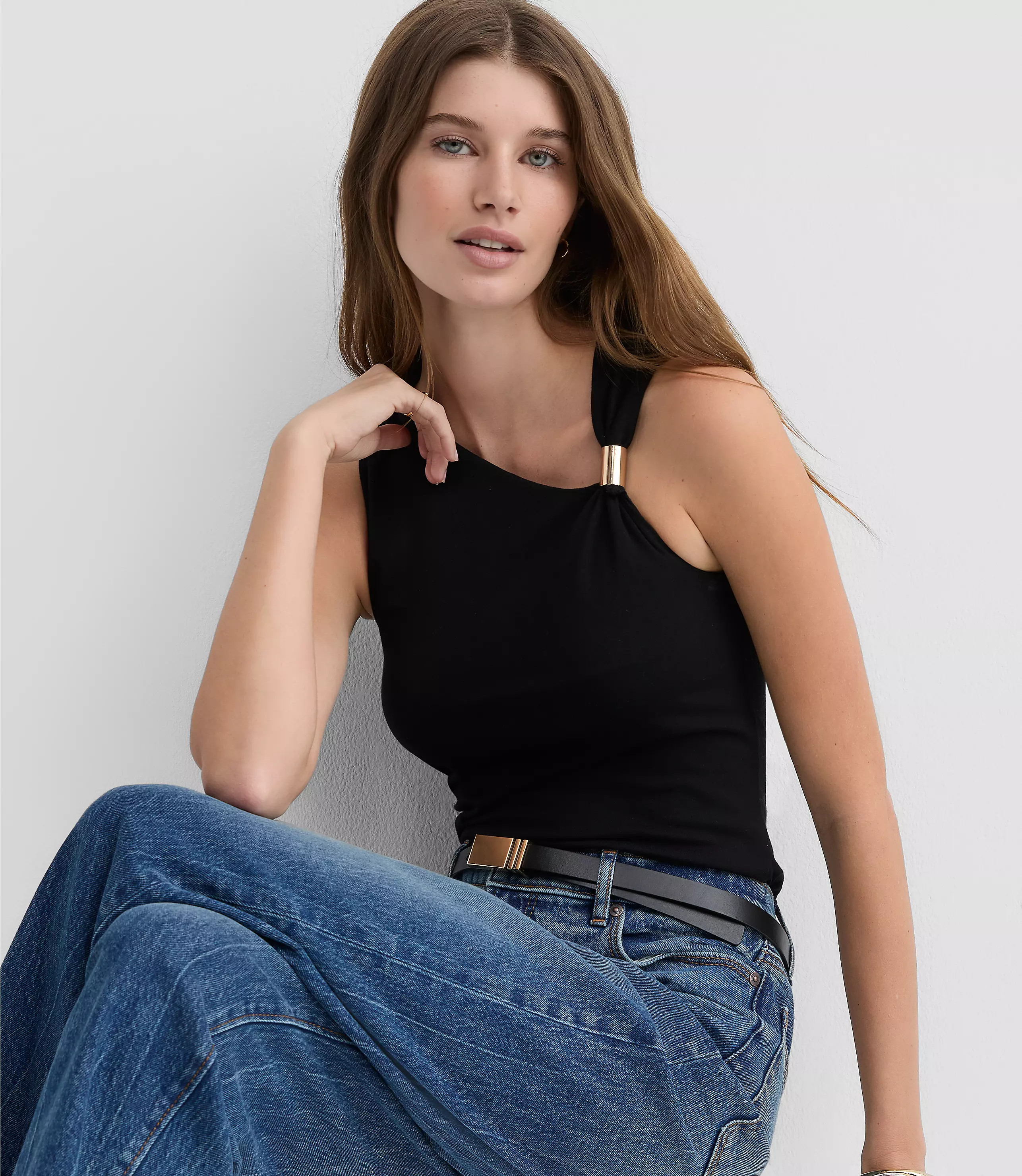 Metallic Trim Tank Top | LOFT