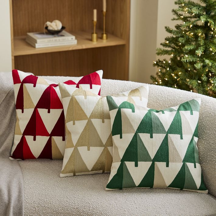 Crewel Colorblock Trees Pillow Cover | West Elm (US)