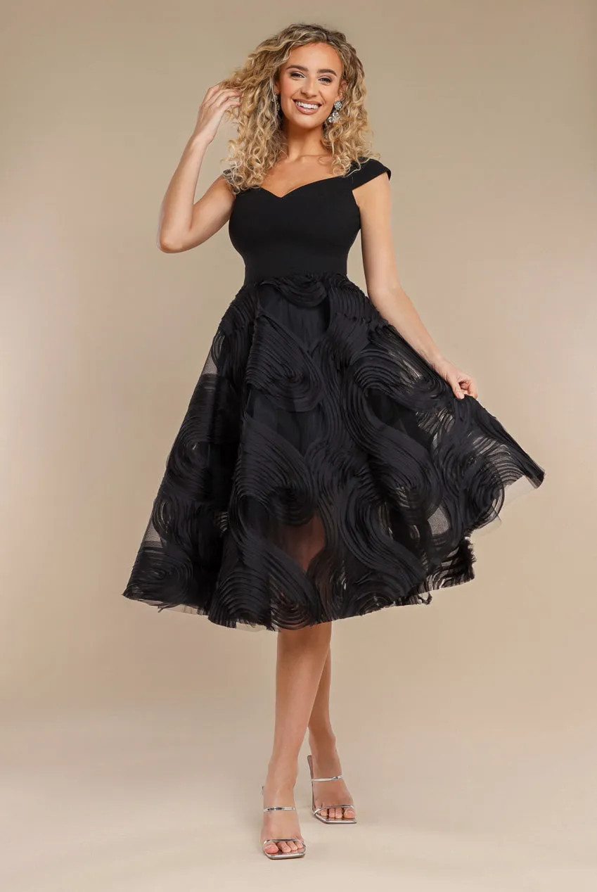 Dresses | Scuba & Textured Chiffon A Line Midi Dress | Goddiva | Debenhams UK