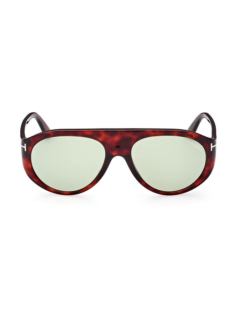 Men's 60MM Round Sunglasses - Havana Green | Saks Fifth Avenue