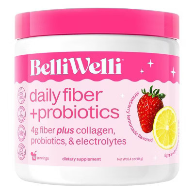 BelliWelli Daily Fiber Supplement + Probiotics, Electrolytes, Collagen, Powder - Strawberry Lemonade - 16 servings | Target