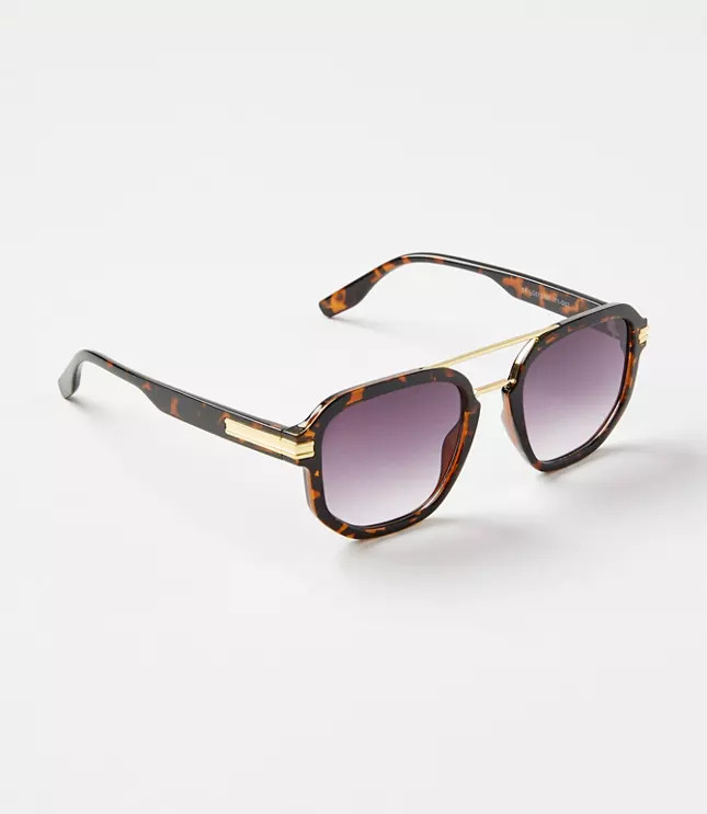 Tortoiseshell Print Modern Aviator Sunglasses | LOFT