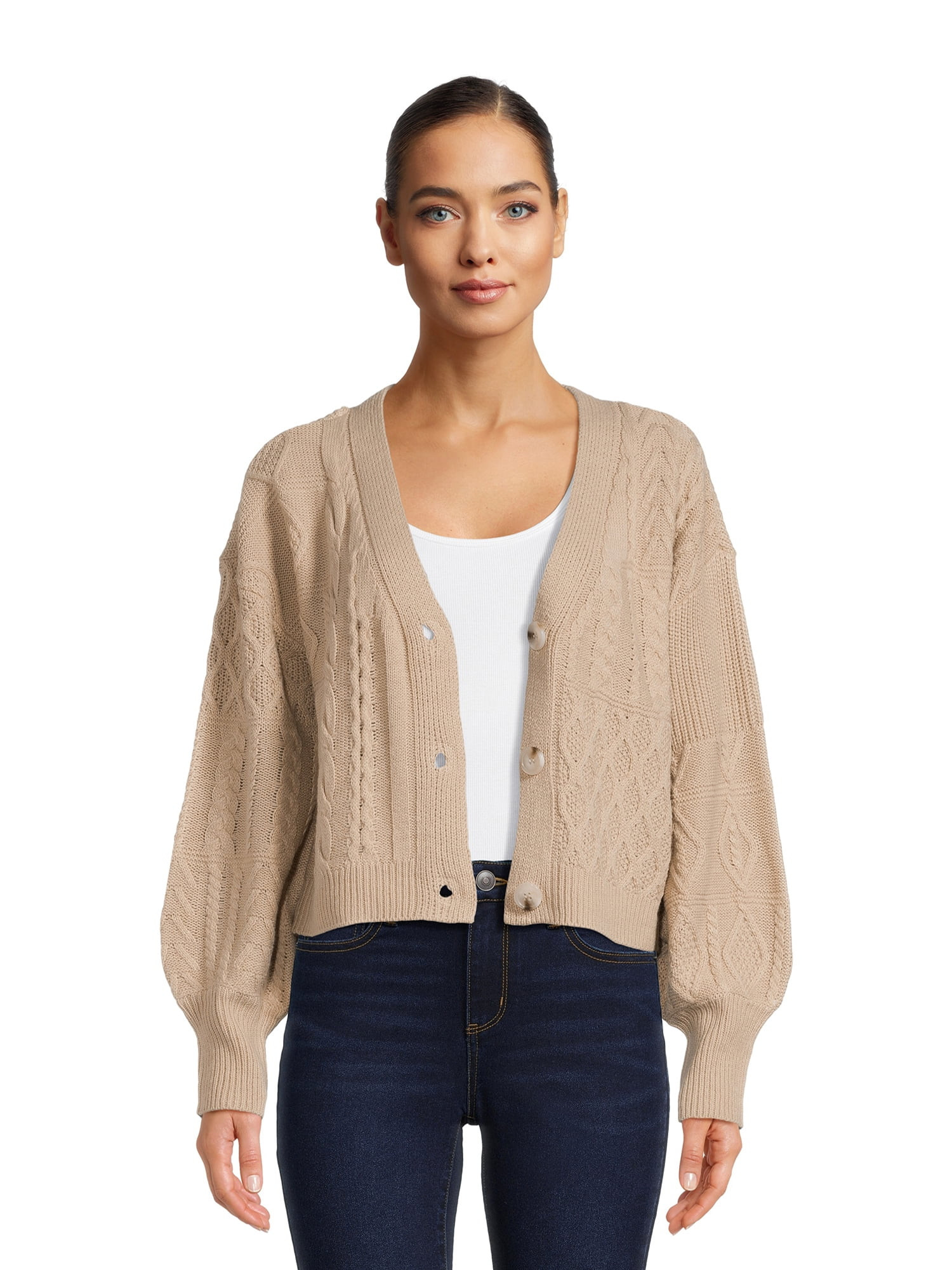 No Boundaries Juniors Cropped Cardigan, Sizes XS-3XL | Walmart (US)