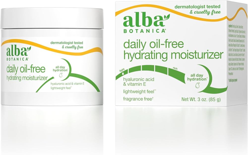 Alba Botanica Daily Oil Free Hydrating Moisturizer, with Hyaluronic Acid and Vitamin E, 3 Oz (Pac... | Amazon (US)