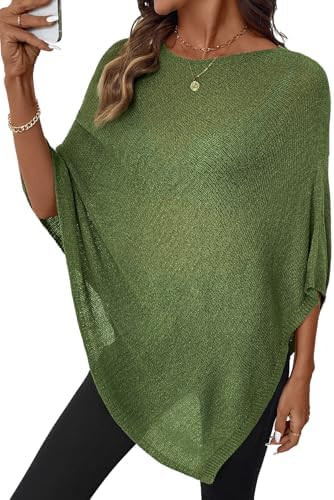 SHEWIN Womens Sheer Knit Poncho Crochet Summer Tops See Through Mesh Spring Sweaters Beach Cover ... | Amazon (US)