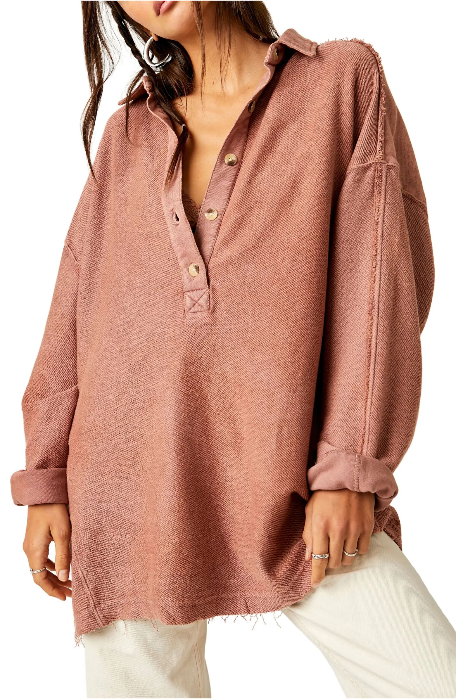 Wilder Oversize Long Sleeve Cotton Polo | Nordstrom Rack