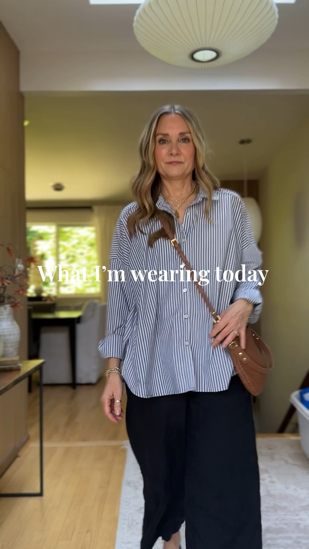 Summer outfit of the day:

@Splendid striped button up with navy wide leg crop pants. @Quince crossbody bag and black flip flops. 

#LTKootd #LTKTravel #LTKOver40