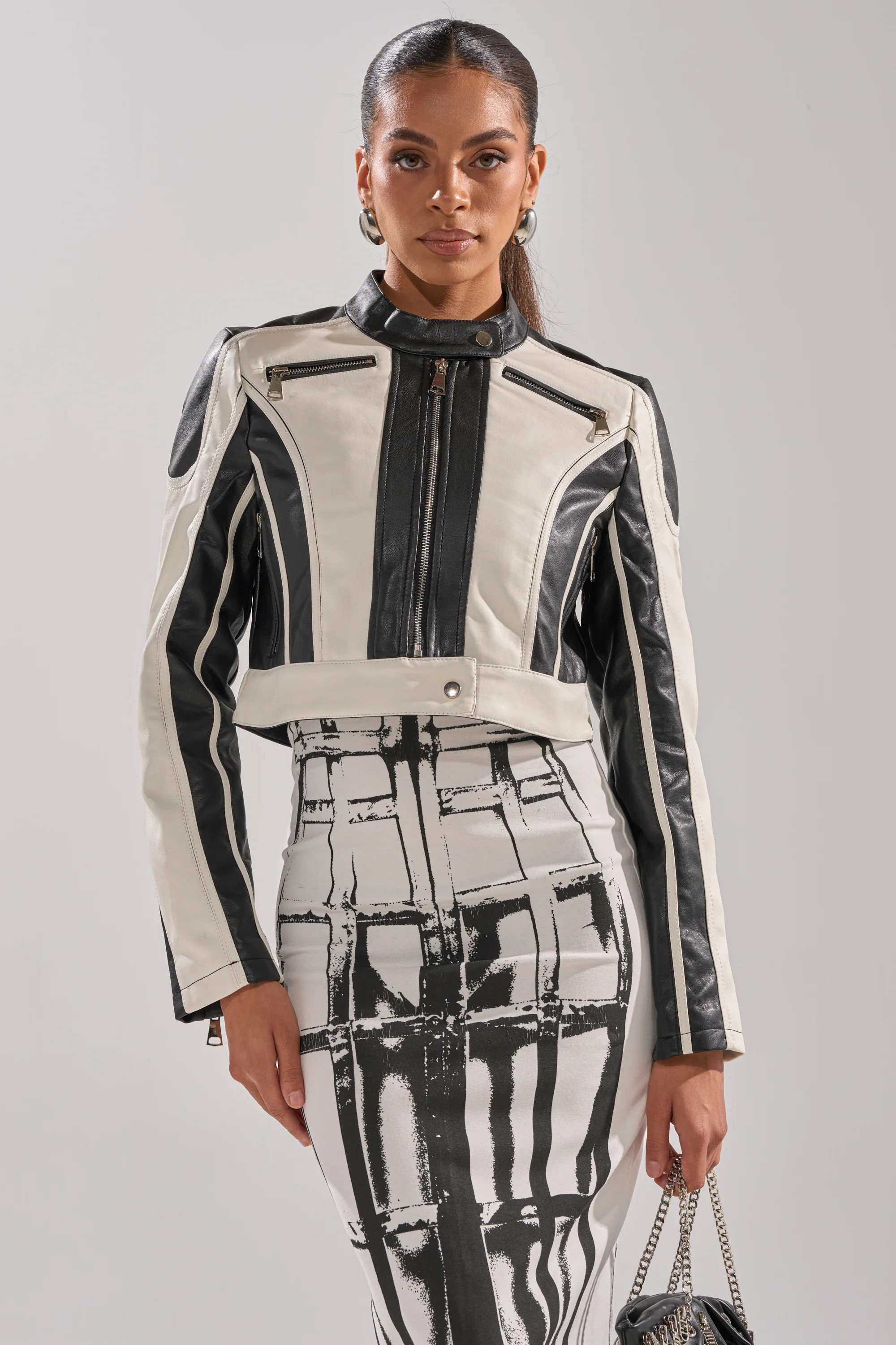 BETTER LUCK CROPPED MOTO IN BLACK WHITE | AKIRA