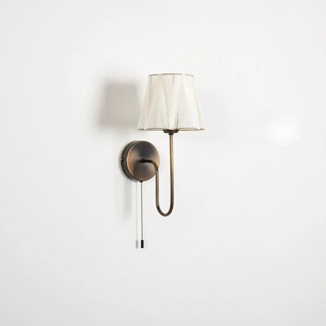 Farmhouse Wall Sconce with Pleated Lampshade, Modern Bedroom Wall Lighting, Mid-Century Home Deco... | Etsy (US)