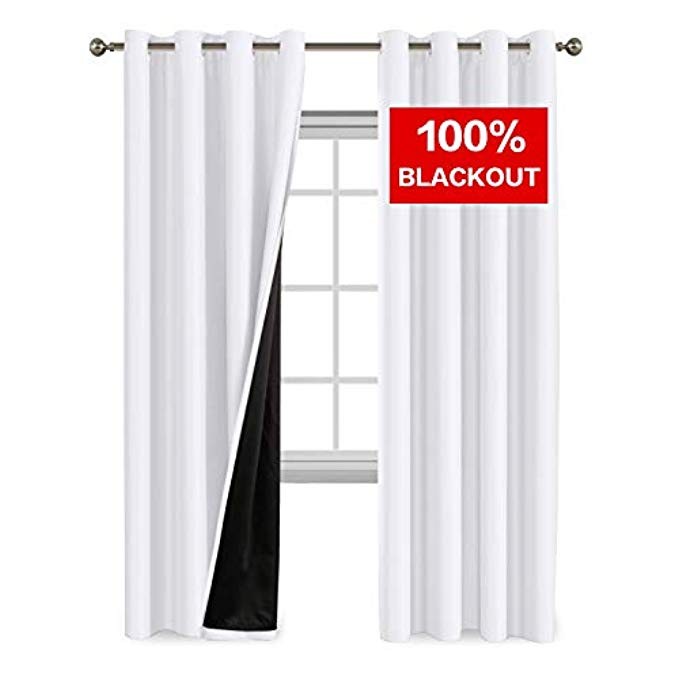 Flamingo P 100% Blackout Curtain Set, Thermal Insulated Energy Efficiency Window Drapery, Lined Silk | Amazon (US)
