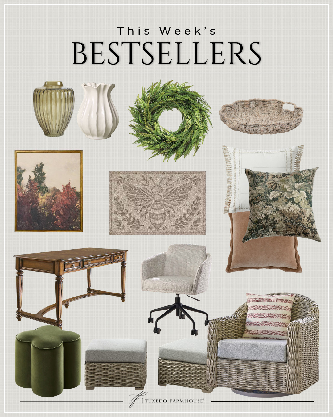 This Week's Bestsellers

Which one was your favorite?

Seasonal, home decor, accent chairs, rugs, wall art, frames, pillows, lamps, baskets, candles, books, coffee tables, ottomans, trays, bowls, consoles, accent tables
 

 #LTKSeasonal #LTKHome #LTKSaleAlert