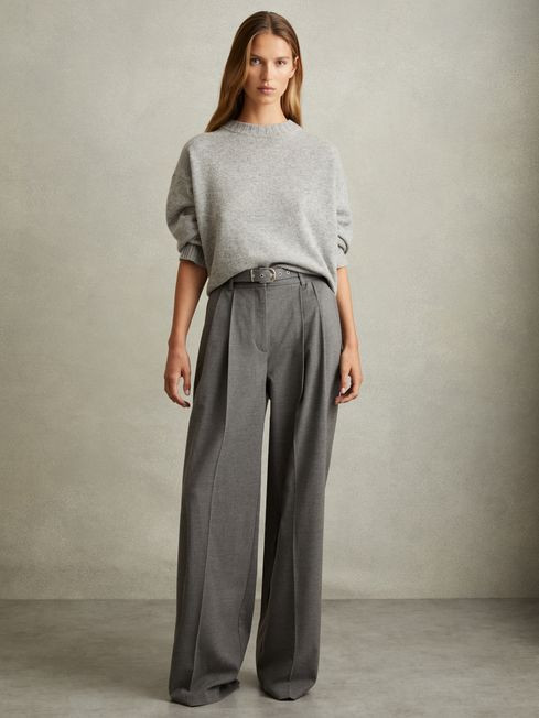 Belted Wide Leg Trousers | Reiss UK
