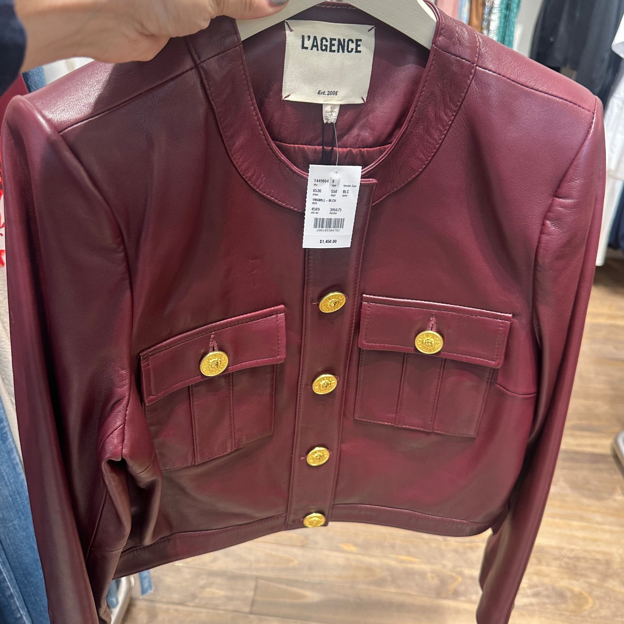 A burgundy leather jacket that is stunning for fall. 