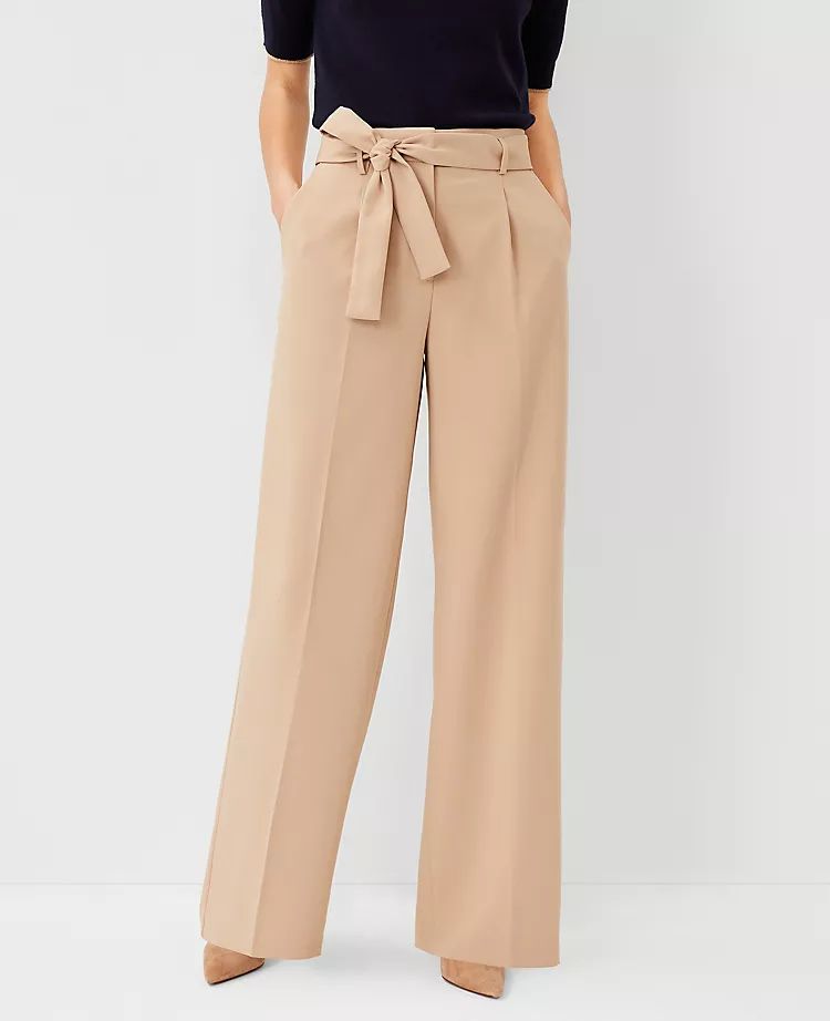 The High Tie Waist Wide Leg Pant in Soft Twill | Ann Taylor (US)