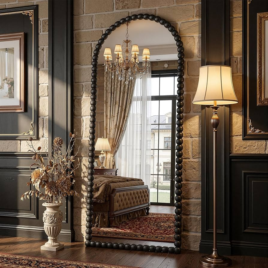 Antok Floor Mirror, 71"×28" Vintage Full Length Mirror Beaded Full Body Mirror with Stand, Hangi... | Amazon (US)