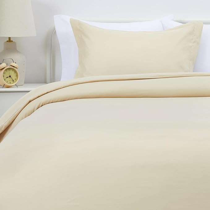 Amazon Basics Lightweight Microfiber 2-Piece Duvet Cover Set, Beige, Solid, Twin/Twin XL | Amazon (US)