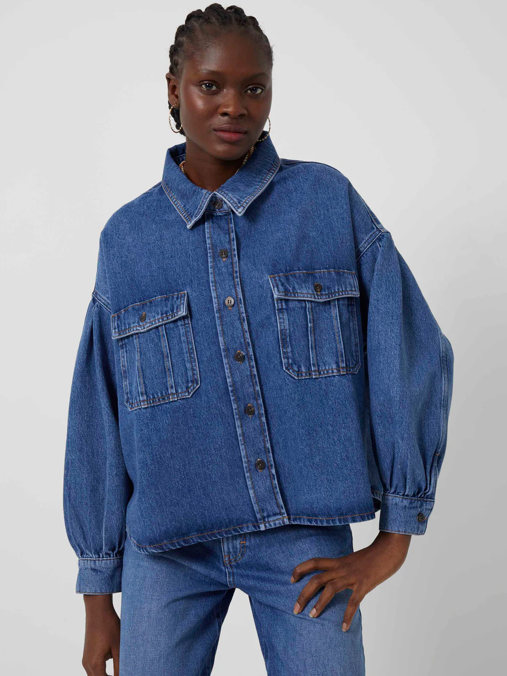 Penelope Denim Puff Sleeve Shirt | French Connection (UK)