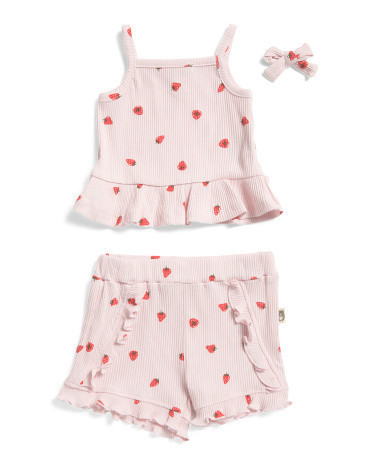 Infant Girls 2pc Strawberry Printed Tank And Shorts Set | TJ Maxx