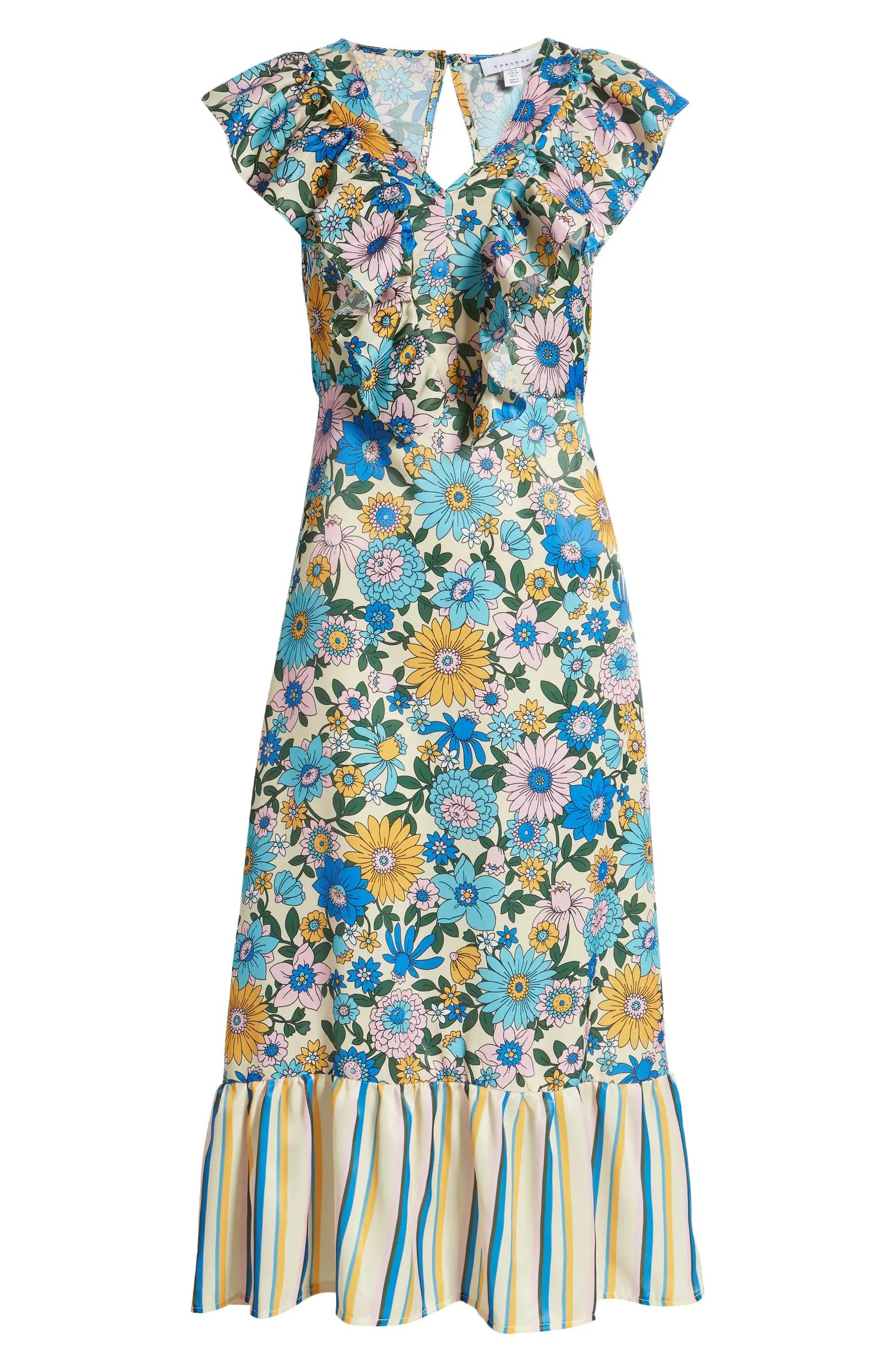 Topshop Stripe & Floral Print Ruffle Dress | Nordstrom | Nordstrom
