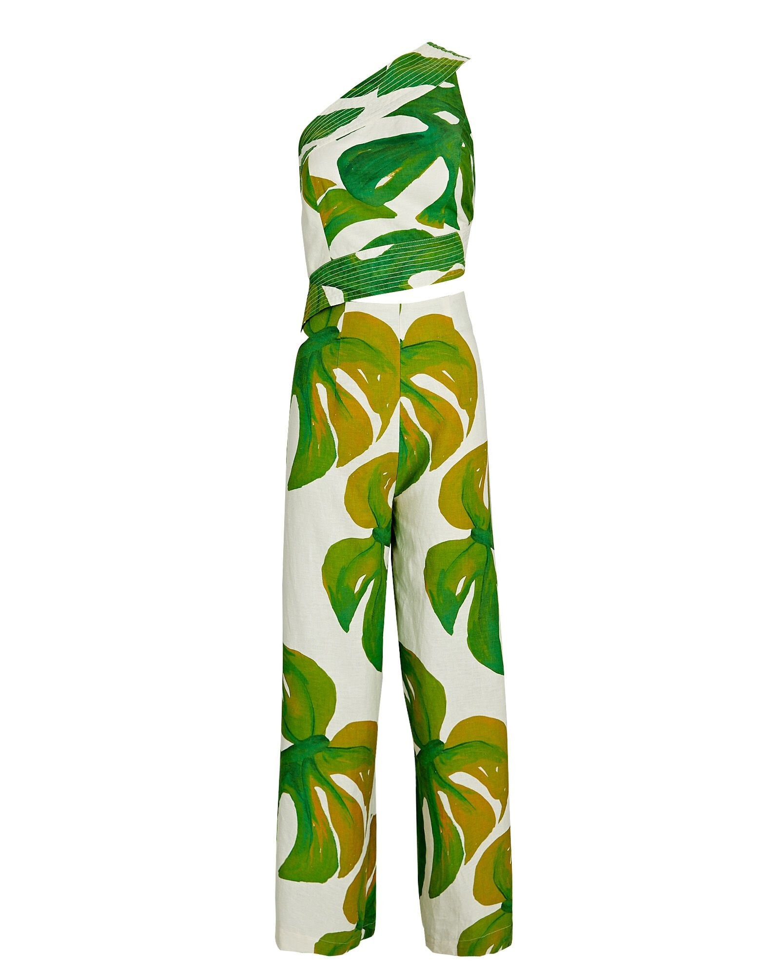 Monstera One-Shoulder Linen-Blend Jumpsuit | INTERMIX